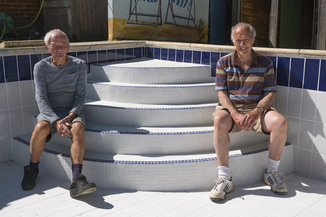 David and Clive at the newly tiled pool