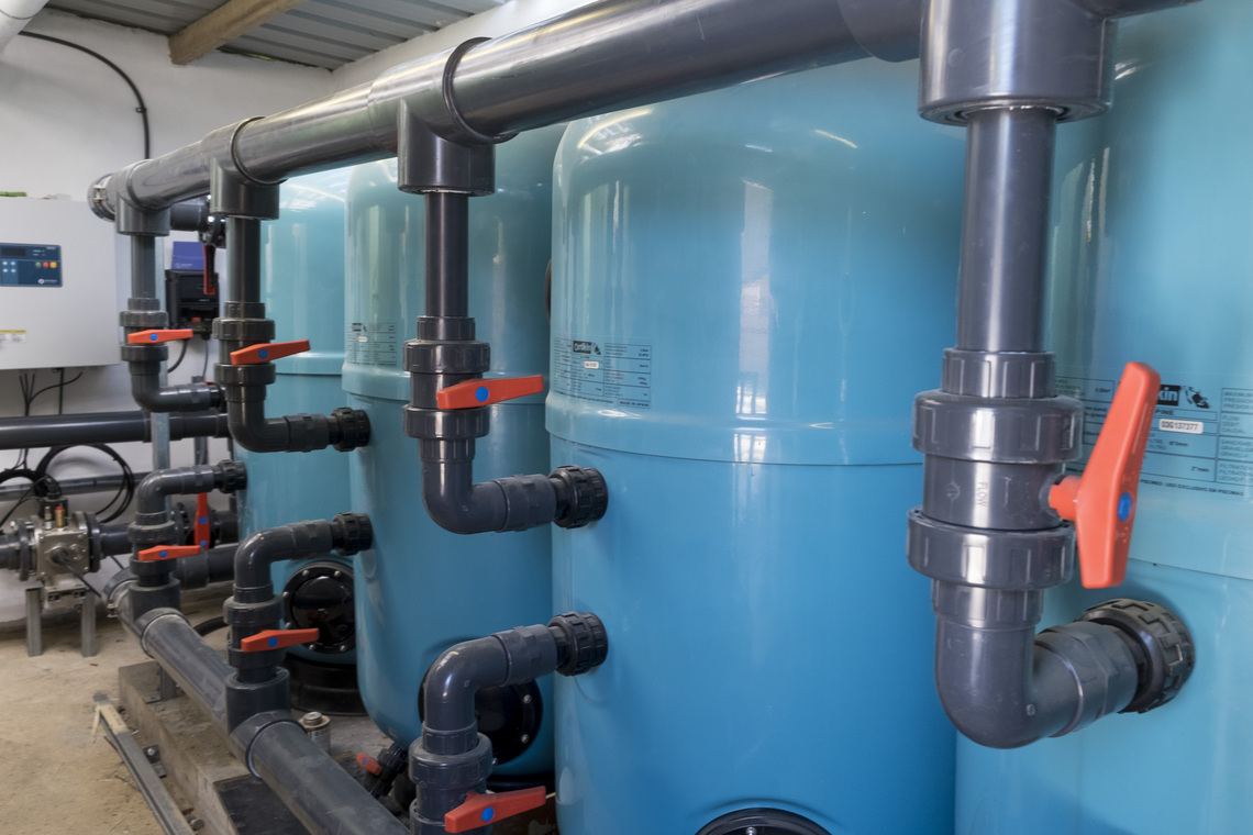 Filters in the refurbished plant room