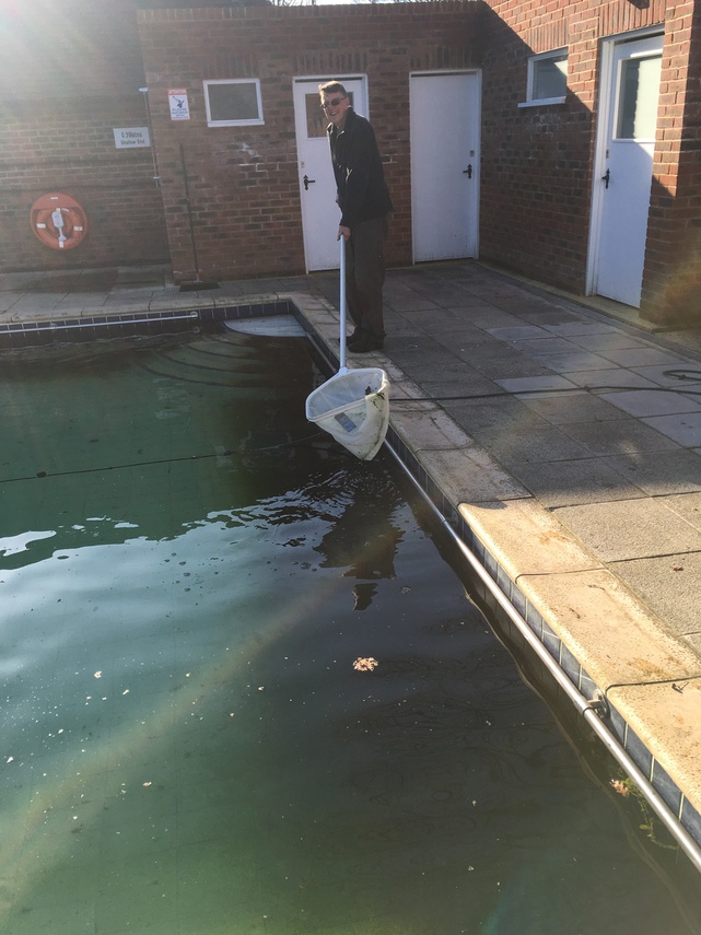 Cleaning the pool after removal of the winter cover